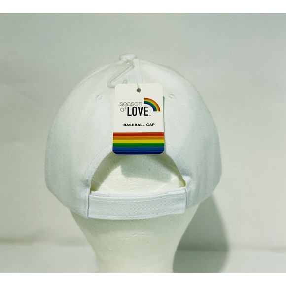 Season Of Love White Baseball Cap Rainbow Hearts Pride + One Size Fits All - Picture 3 of 5